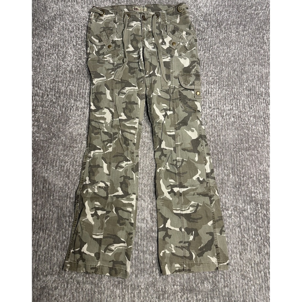 LEI Cargo Pants Womens Camo Flare Utility Pockets 30x32